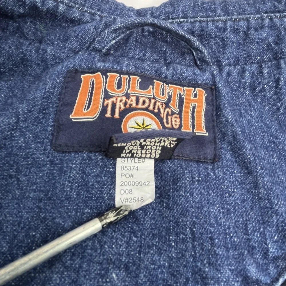 Vintage Duluth Trading Co. Denim Barn Coat Blazer Chore Coat Size Large Blue